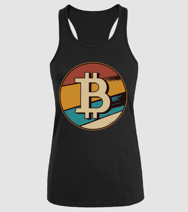 Bitcoin retro model negru pe tricou