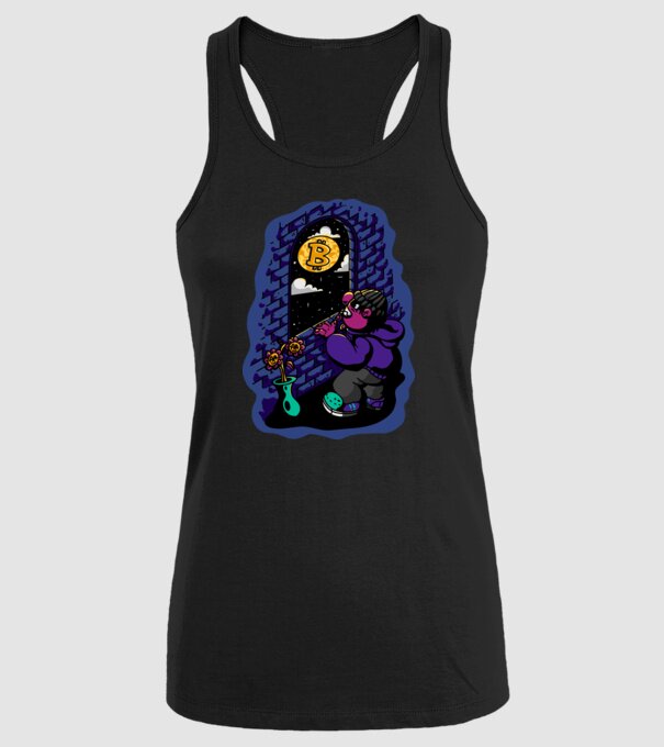 Bitcoin to the moon model negru pe tricou