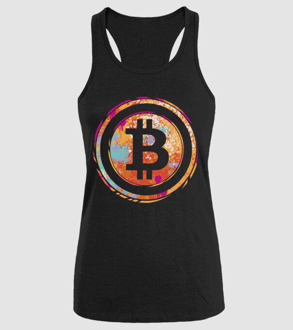 Bitcoin Watercolor model negru pe tricou