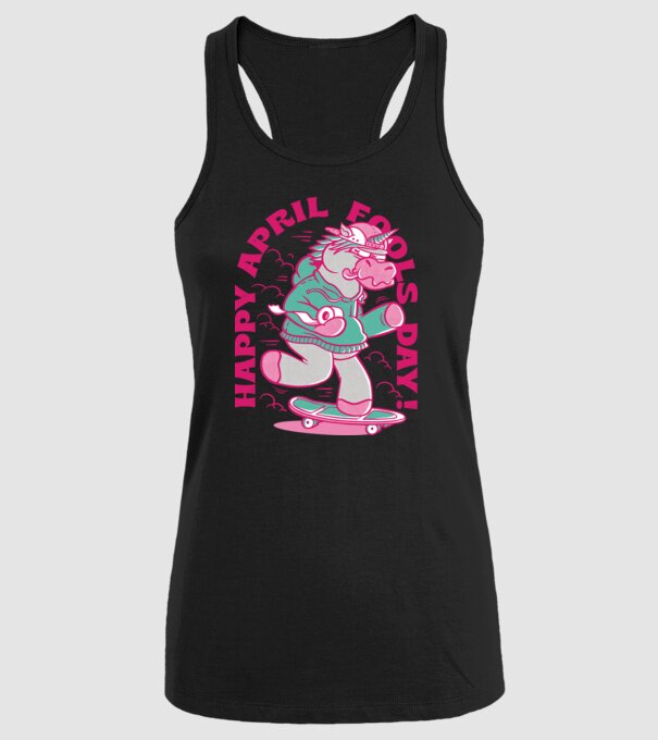 Ziua proștilor Unicorn model negru pe tricou