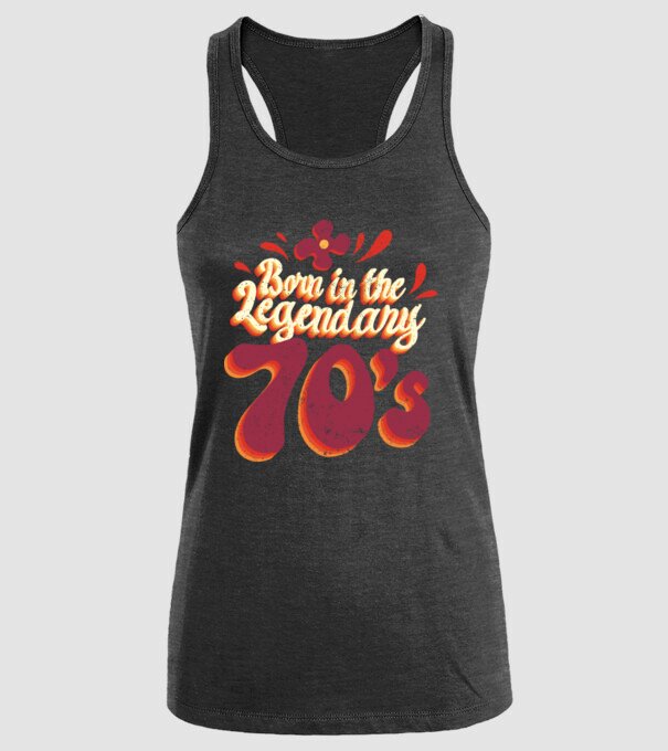 'Born in the Legendary 70''s' model negru pe tricou