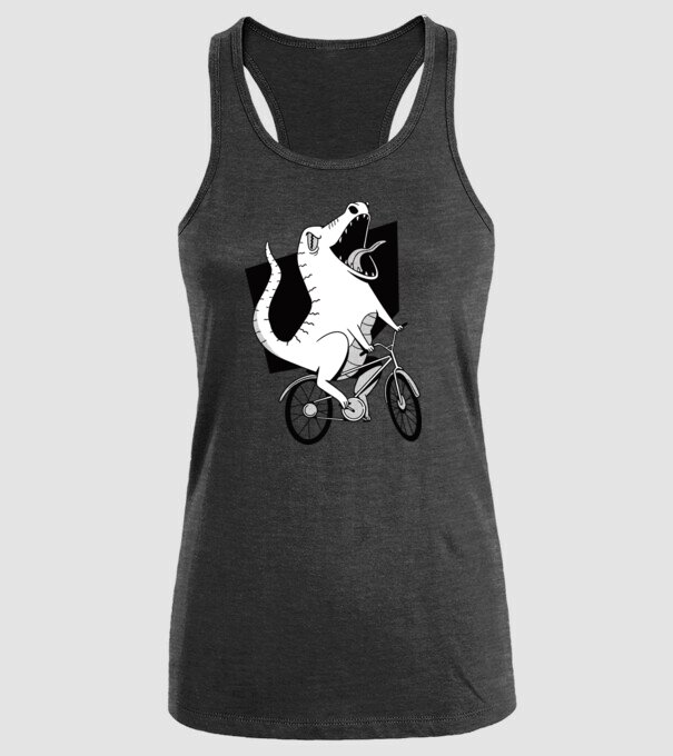 Dinozaur cu bicicletă model negru pe tricou