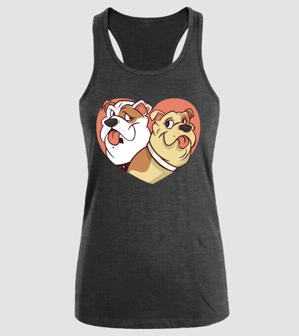 Dragoste Bulldog model negru pe tricou
