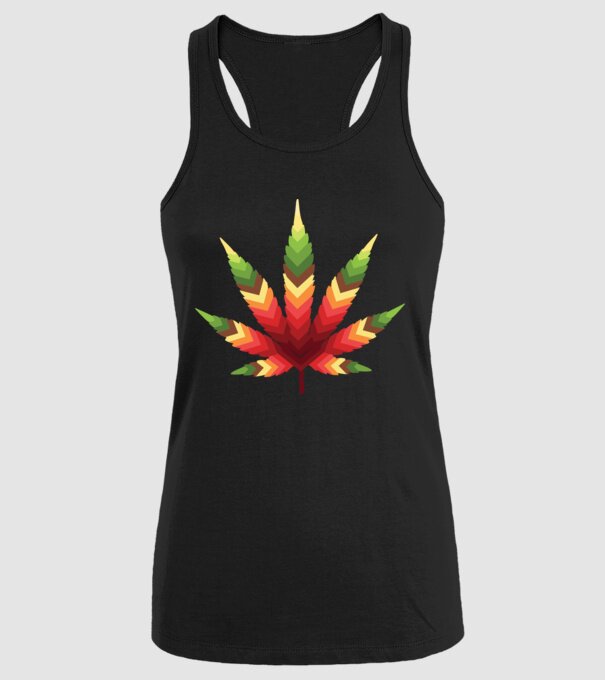 Frunză de canabis model negru pe tricou