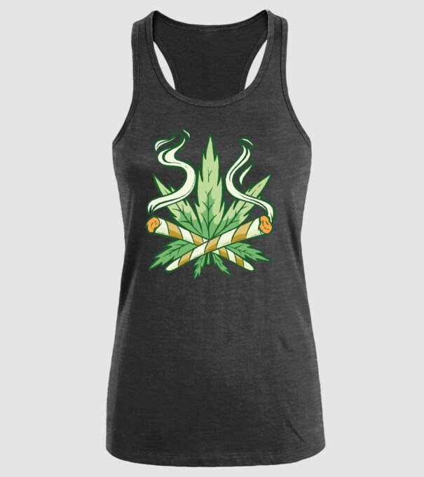 Cannabis Marijuana model negru pe tricou