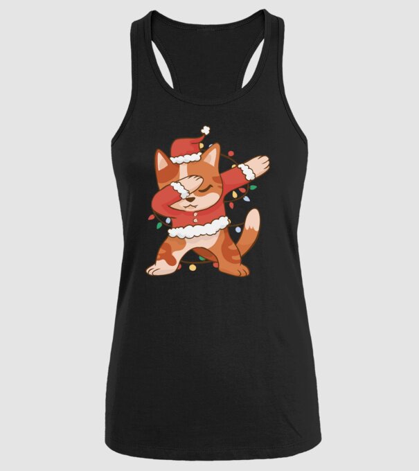 Pisică Crăciun DAB model negru pe tricou