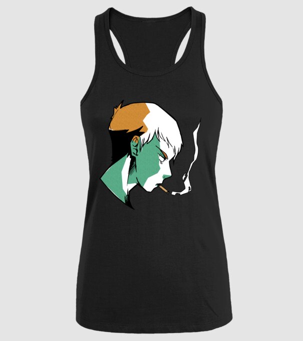 Anime băiat fumător model negru pe tricou