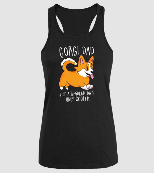 Tată de Corgi model negru pe tricou