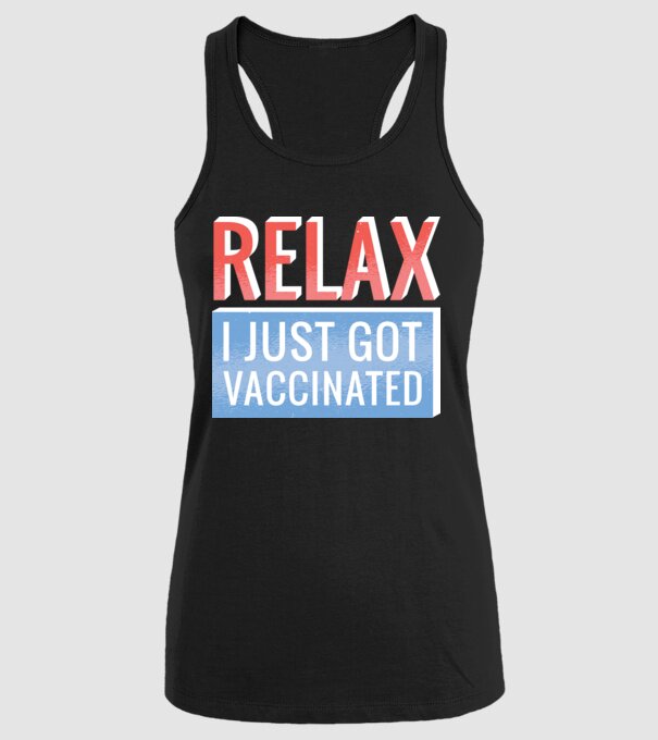 Fii calm, sunt vaccinat model negru pe tricou
