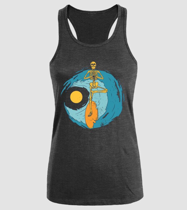 Schelet Surfer model negru pe tricou