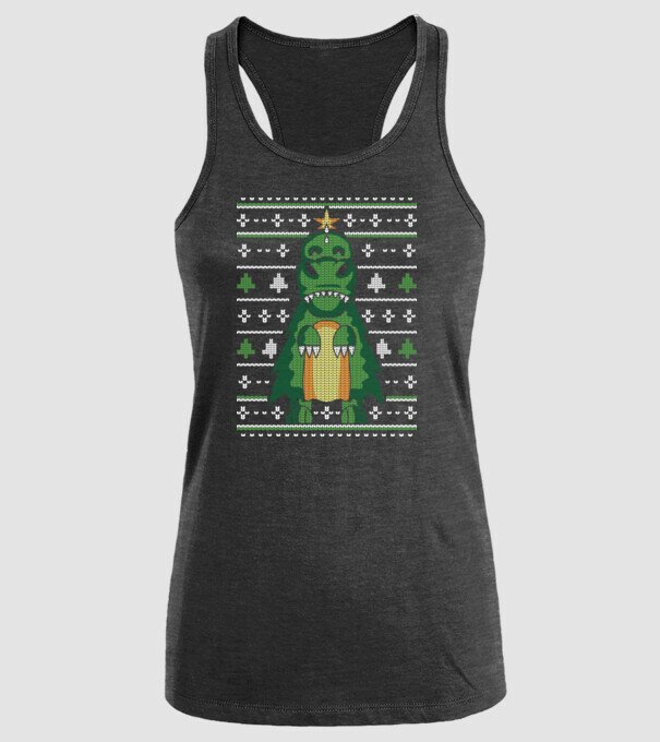 T-rex cu pulovăr urât model negru pe tricou