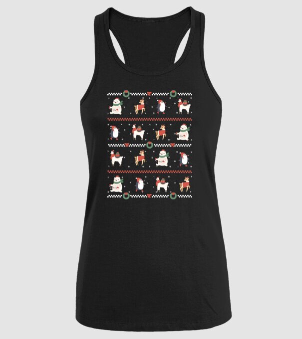 Pulover urât cu Animale drăguțe model negru pe tricou