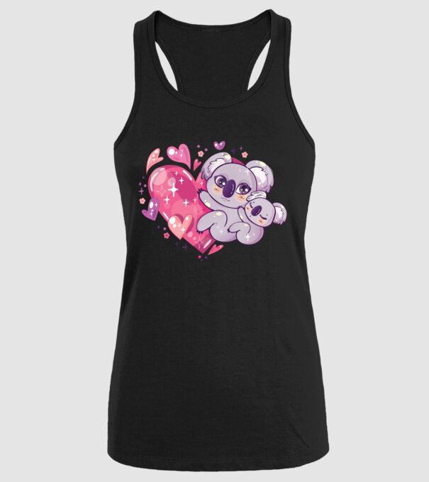 Koala drăguță Anime model negru pe tricou