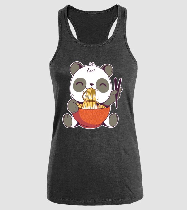 Panda drăguț cu paste model negru pe tricou
