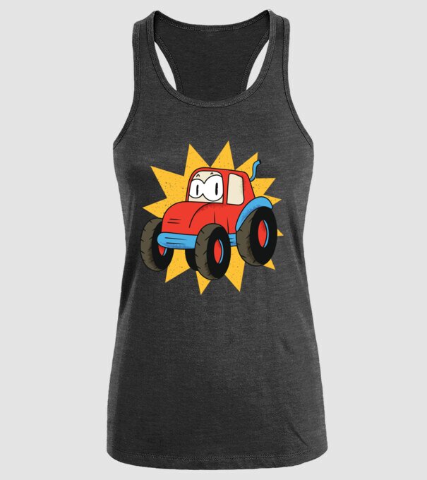 Tractor drăguț pentru copii model negru pe tricou