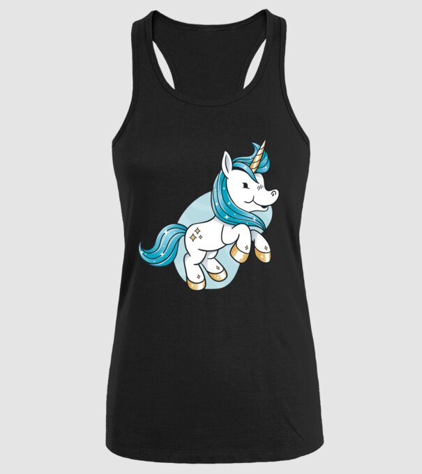 Unicorn drăguț model negru pe tricou