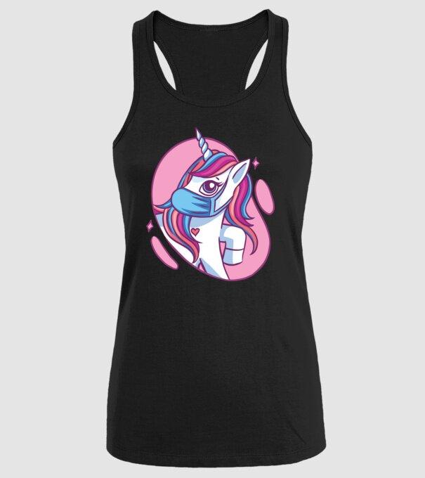 Unicorn drăguț cu mască model negru pe tricou