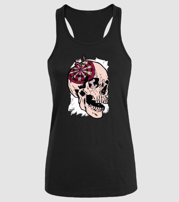 Craniu Darts model negru pe tricou