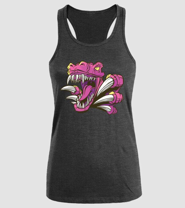 Gheare de dinozaur model negru pe tricou