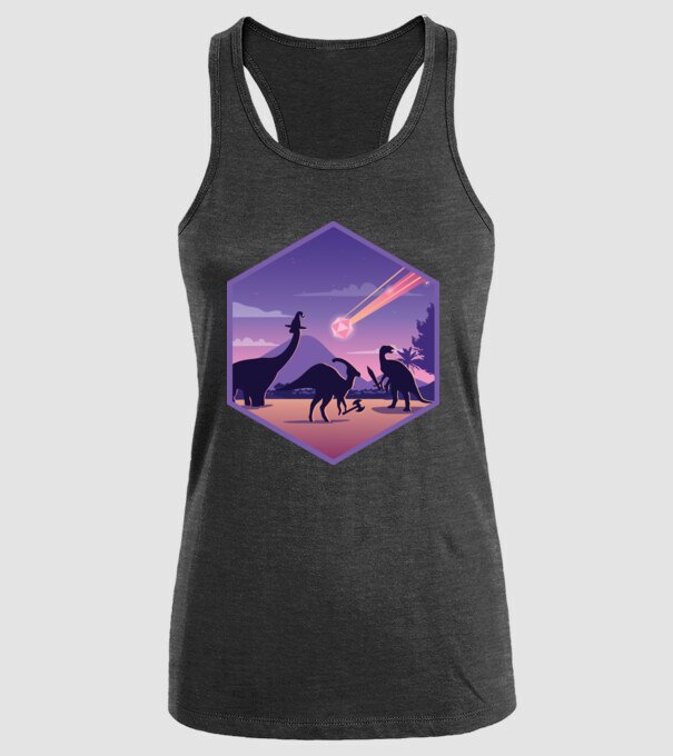 Dinozaur Meteor model negru pe tricou