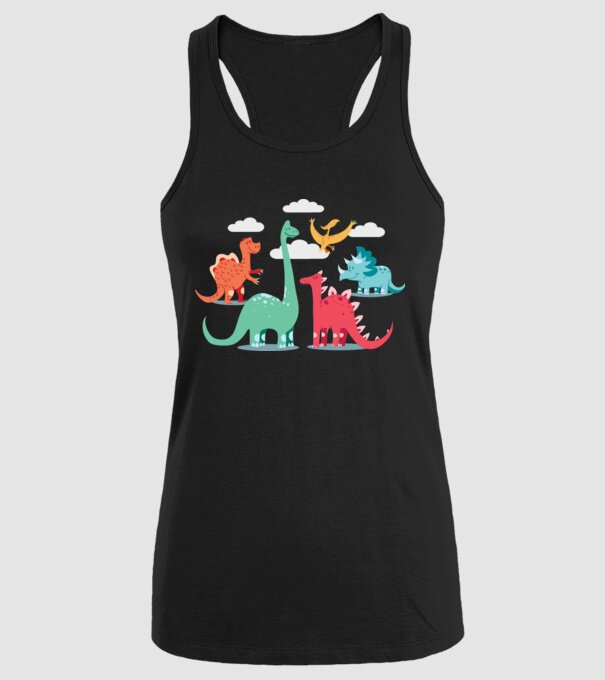 Dinozauri model negru pe tricou