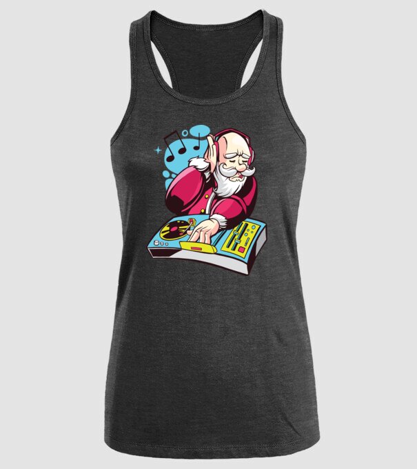 Moș Crăciun DJ model negru pe tricou