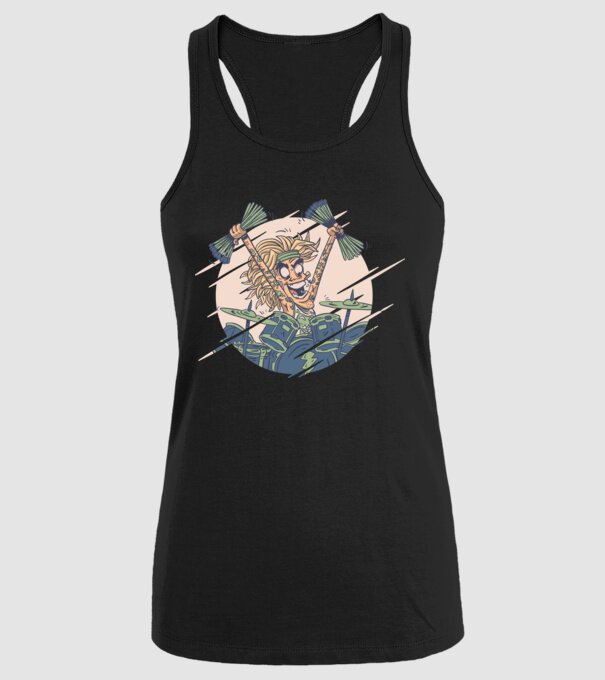 Baterist model negru pe tricou