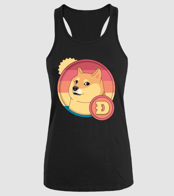 Doge Coin model negru pe tricou