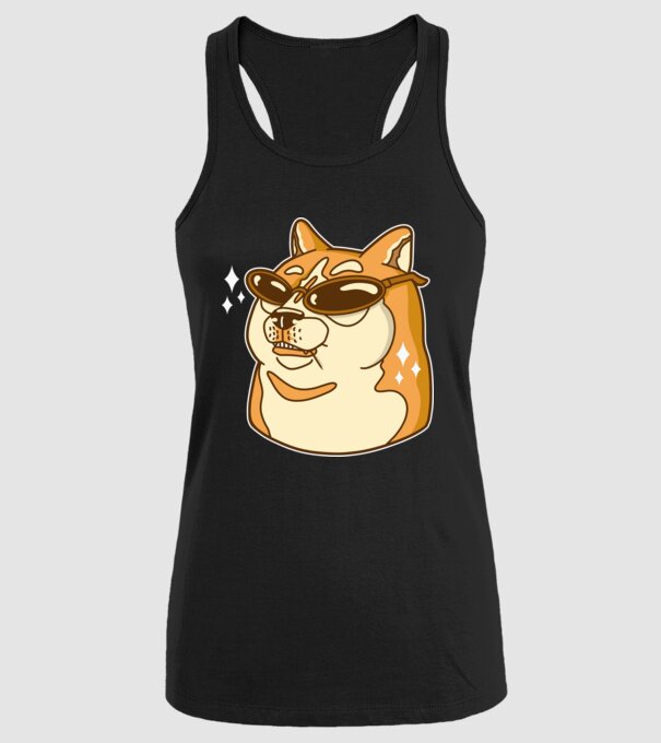 Doge Coin model negru pe tricou