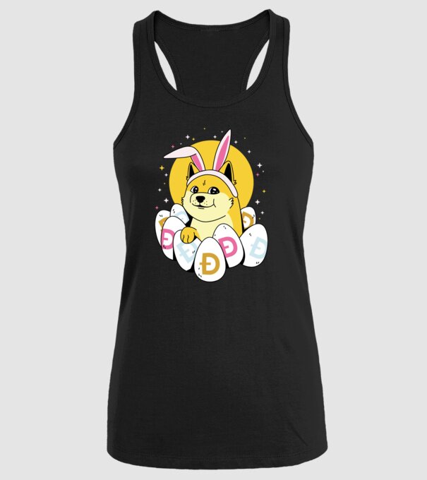 Dogecoin Paște model negru pe tricou