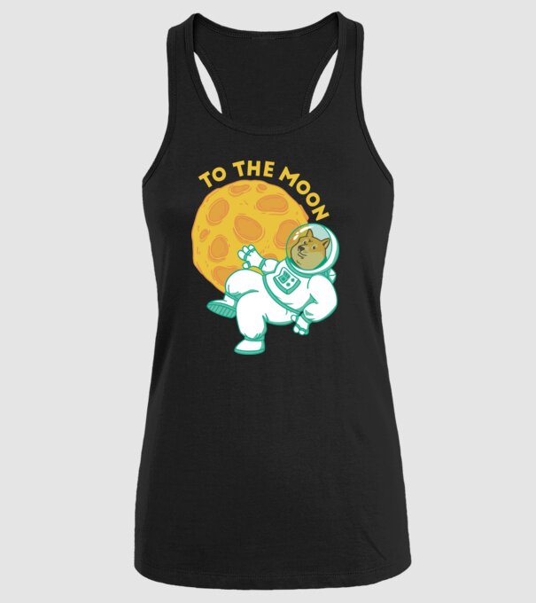 Dogecoin to the moon model negru pe tricou