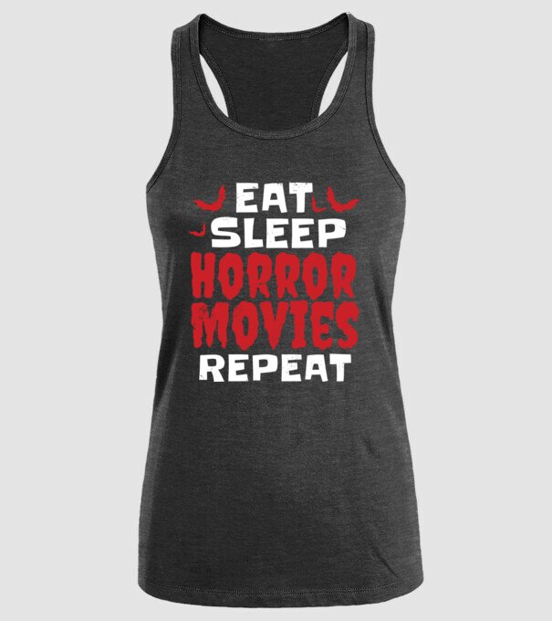 Eat Sleep Horror Movies Repeat model negru pe tricou