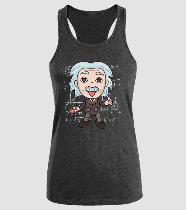 Caricatură Einstein model negru pe tricou