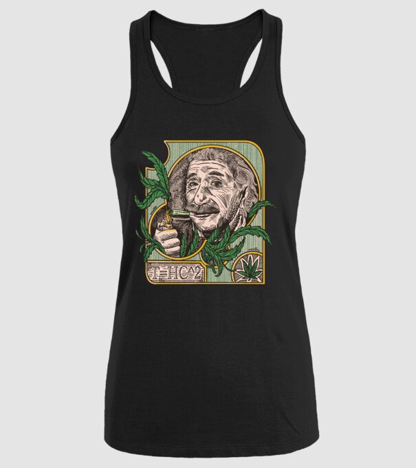 Einstein Marijuana THC model negru pe tricou