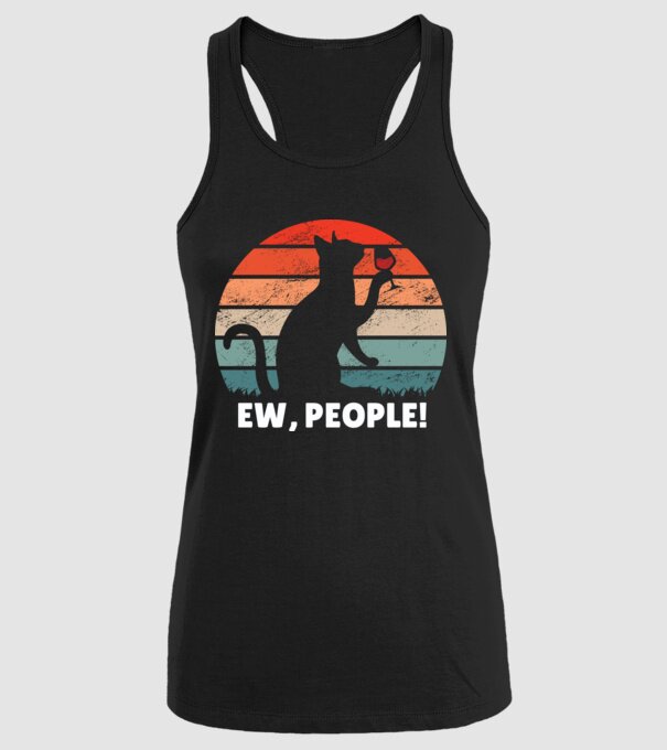 Ew, oameni - Pisică model negru pe tricou