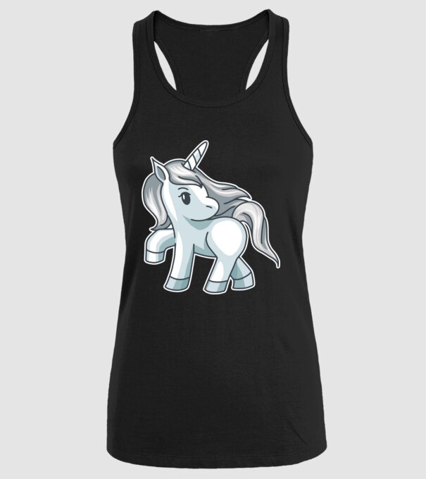 Unicorn de argint model negru pe tricou