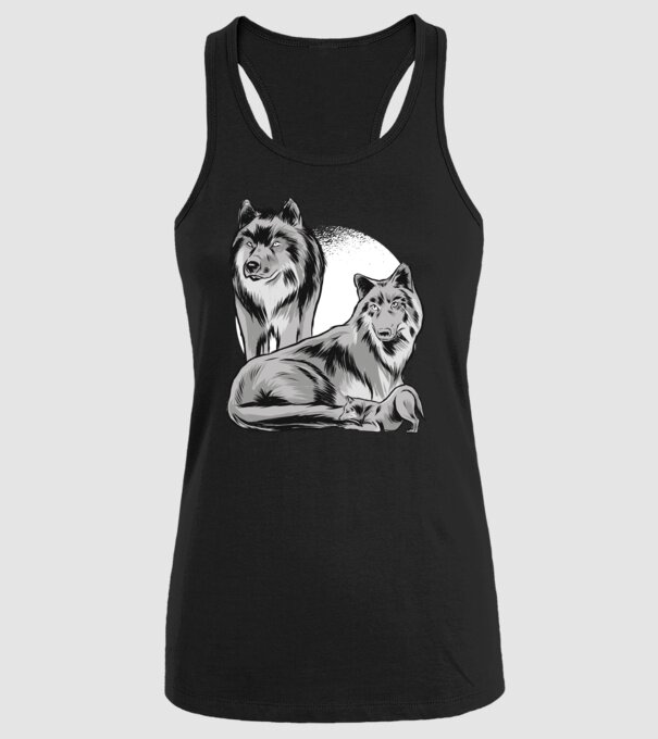 Familie de lupi model negru pe tricou