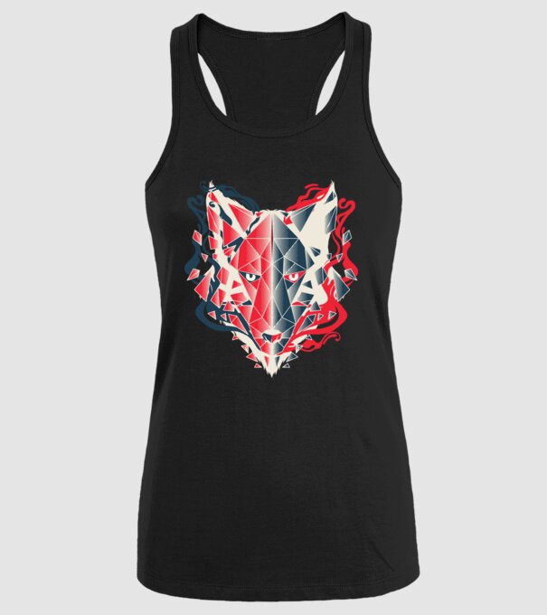 Wolf Head model negru pe tricou