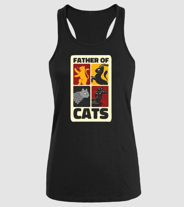 Father of Cats Game of Thrones parodie model negru pe tricou