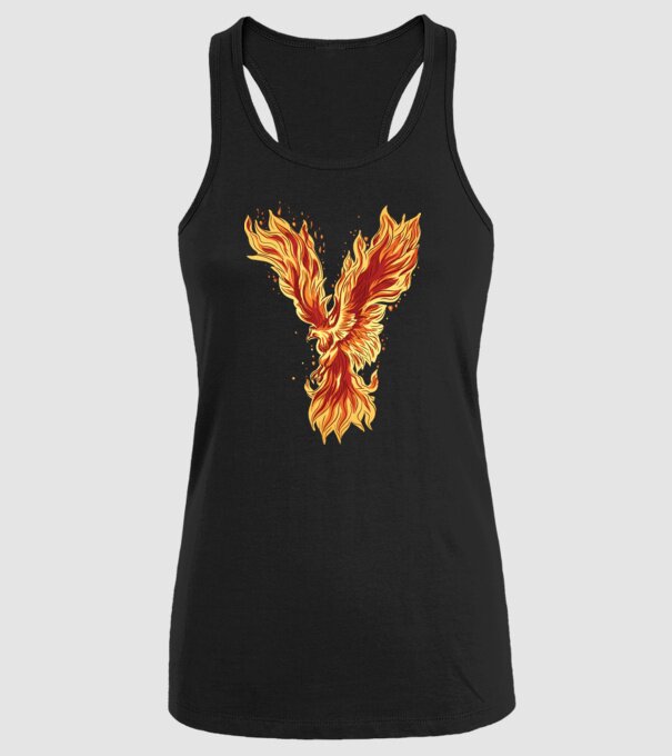Pasărea Phoenix model negru pe tricou