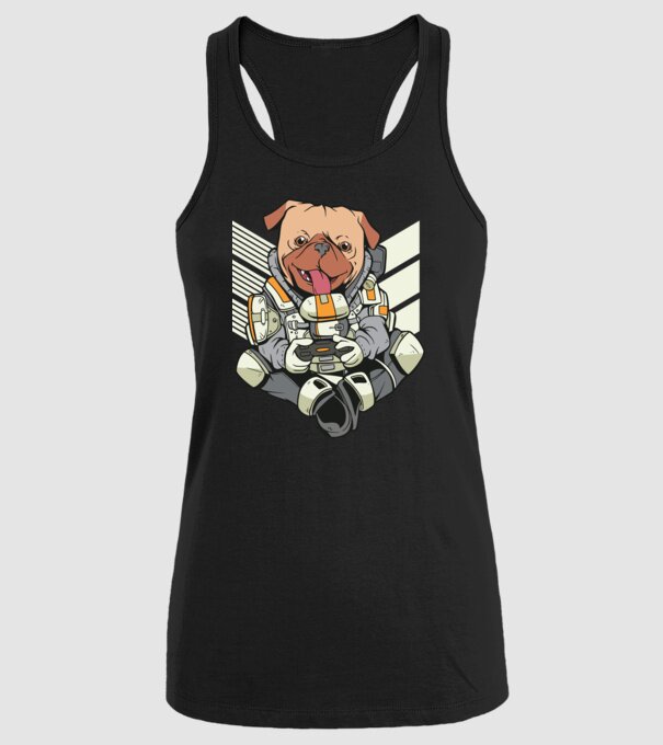 Mops Gamer model negru pe tricou