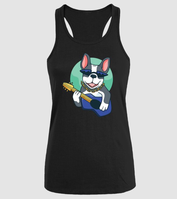 Bulldog Chitarist model negru pe tricou
