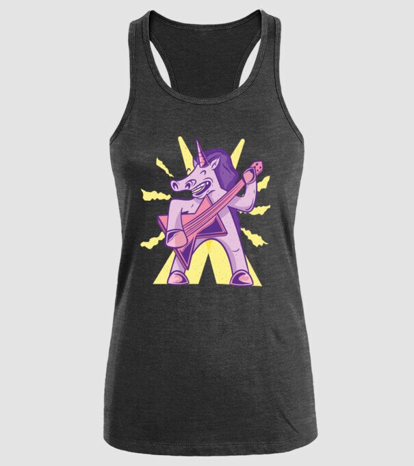 Unicorn cu chitara model negru pe tricou
