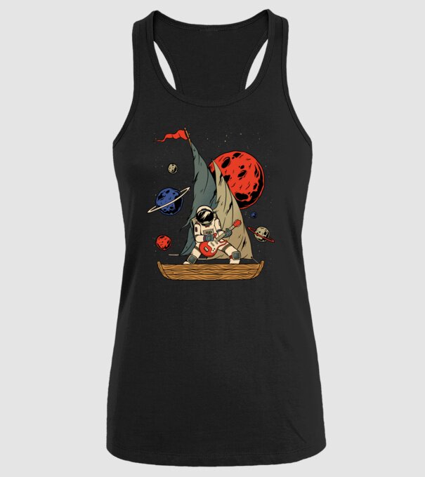 Astronaut Chitarist model negru pe tricou