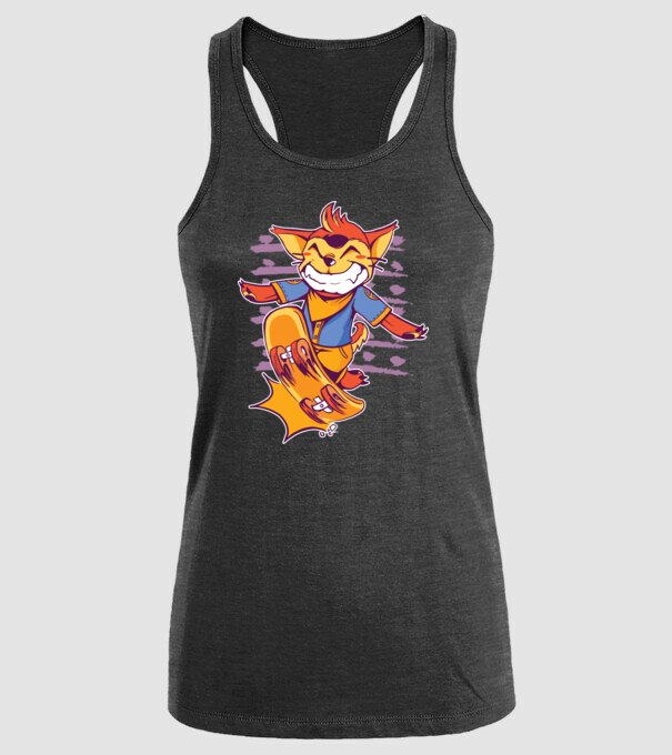 Vulpe Skateboarder model negru pe tricou