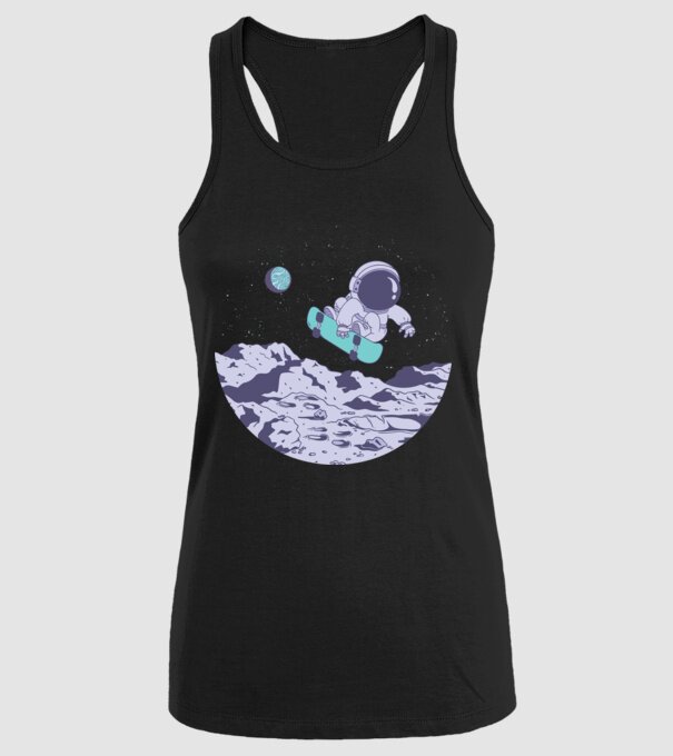 Astronaut Skateboarder model negru pe tricou