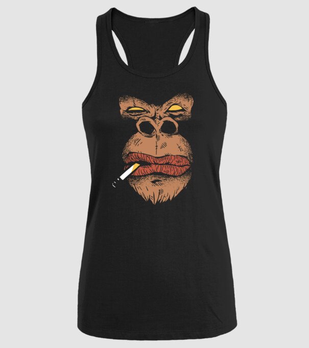 Cap de gorilă cu țigară model negru pe tricou