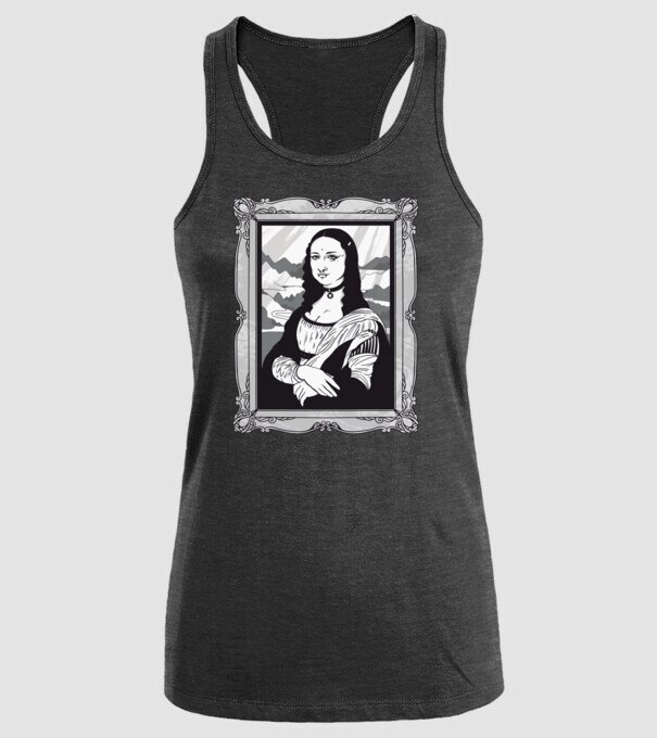 Mona Lisa gotică model negru pe tricou