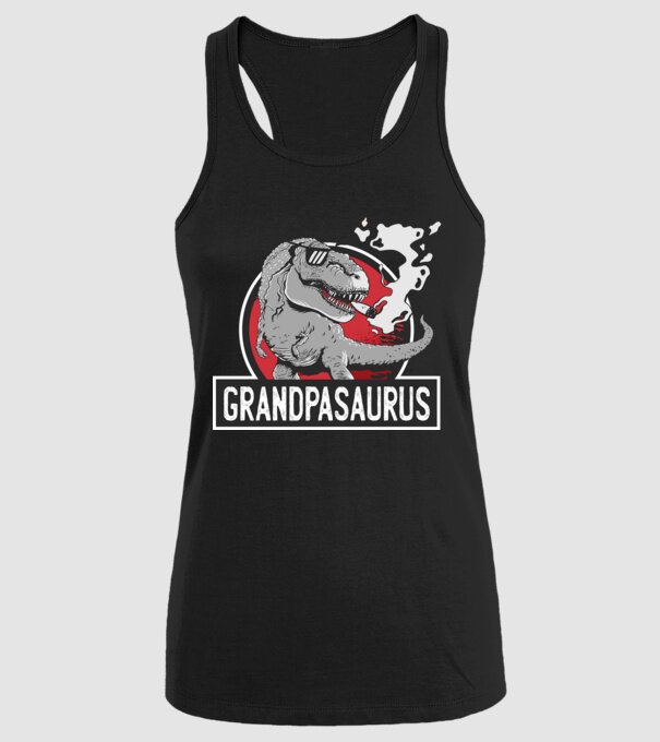 Grandpasaurus T-rex model negru pe tricou