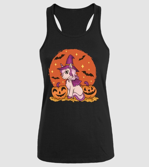 Unicorn Halloween model negru pe tricou